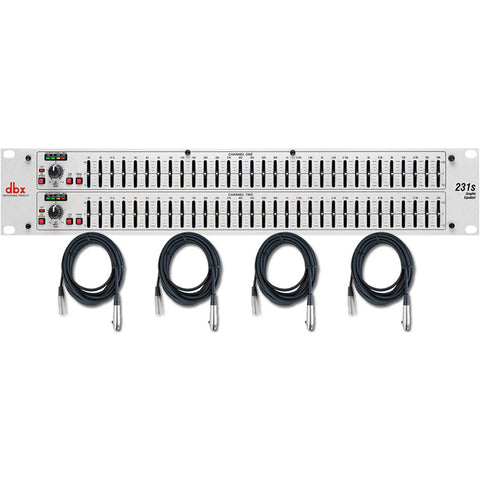DBX 231s EQ 31 Dual-Band Graphic EQ Rack Unit with 4x XLR Cables Bundle