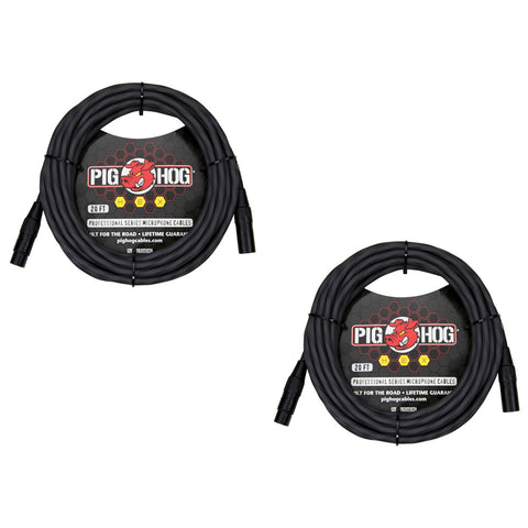 Pig Hog PHMH20GR Hex Series Microphone Cable (XLR), 20-Feet, Grey - (Pair)