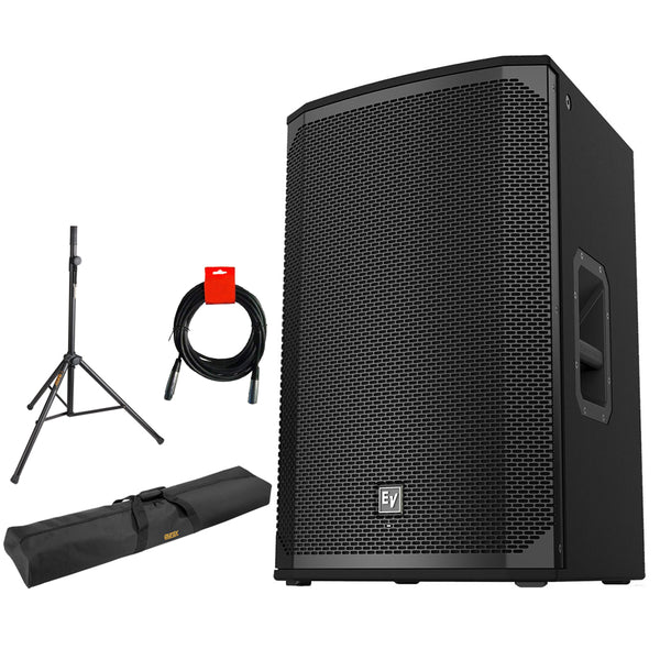 Electro-Voice EKX-15P 15" Two-Way Full Range 1500W Powered Loudspeaker Bundle with Auray 51" Speaker Stand Bag, Steel Speaker Stand and XLR-XLR Cable