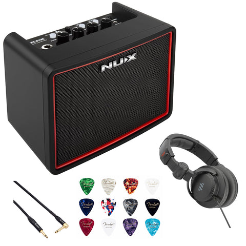 NUX Mighty Lite BT mkII Portable Desktop Amp for Guitar and Bass Bundle with Kopul Premium Performance 3000 Series Cable, Fender Guitar Picks 12-Pack, and Polsen HPC-A30 Monitor Headphones