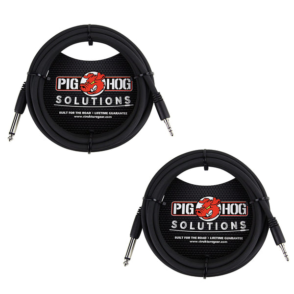 Pig Hog PX-35T4M 3.5mm TRS to 1/4" Mono Instrument Cable, 10 Feet (2-Pack)