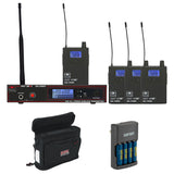 Galaxy Audio AS-1100D 4-User Personal Wireless Stage Monitoring System (584 to 607 MHz) with Gator Cases GM-1W Bag & Charger Bundle