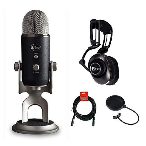 Blue Yeti Pro Studio All-In-One Pro Studio Vocal System with Lola Over-Ear Isolation Headphones, Pop Filter & 20' XLR Cable Kit