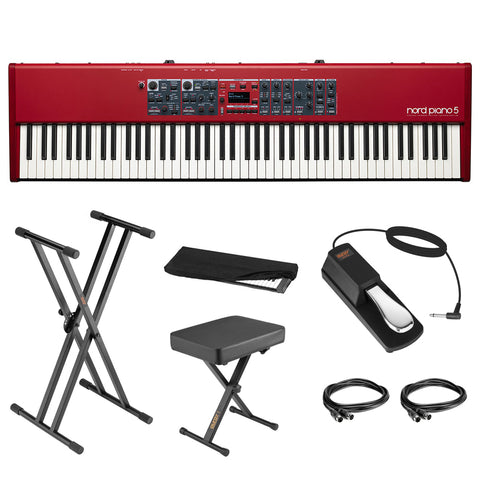 Nord Piano 5 88 88-key Digital Stage Synth/Piano Bundle with Keyboard Stand, Piano Bench, Sustain Pedal, 2x MIDI Cable & Cover