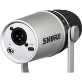 Shure MV7 Podcast Microphone (Silver) Bundle with Blue Compass Broadcast Boom Arm