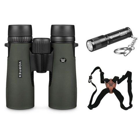 Vortex Diamondback 10x42 Binocular with EOS Flashlight and Binocular Harness Strap