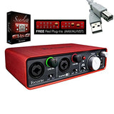 Focusrite Scarlett 2i2 2nd Gen 2 USB 2.0 Audio Interface - Bundle With MXL 550/551R Condenser Mic Kit Red, 2x 20' 8mm XLR Mic Cable, 2x 15ft 3-Pin XLR to TRS Cable, Mic Stand, Samson MB1 Mini Boom Stand
