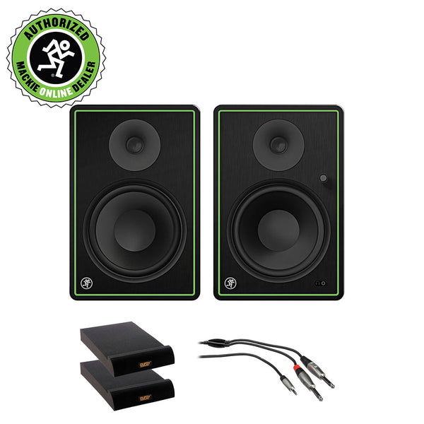 Mackie CR8-XBT Series 8" Bluetooth Studio Monitors (Pair) with 2x Medium Isolation Pad & 3' REAN Stereo Breakout Cable Bundle