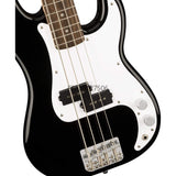 Squier by Fender Mini Precision Bass (Laurel, Black) Bundle with Fender 10ft Cable (Straight/Straight), Fender Guitar 12-Pack Picks, and Fender 2" Guitar Straps