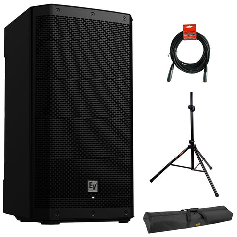 Electro-Voice ZLX-15P-G2 15" 2-Way 1000W Bluetooth-Enabled Powered Loudspeaker (Black) Bundle with Auray SS-4420 Steel Speaker Stand, Auray Speaker Stand Bag 51" and XLR Cable