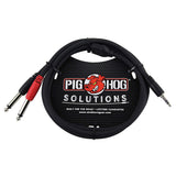 Pig Hog PB-S3410 3.5 mm Stereo to Dual 1/4" Mono (Male) Stereo Breakout Cable, 10 Feet (2-Pack)