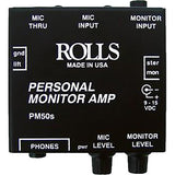 Rolls PM50s Personal Monitor Amplifier with Hosa 1/4" Female Phone Headphone Extension Cable -10'