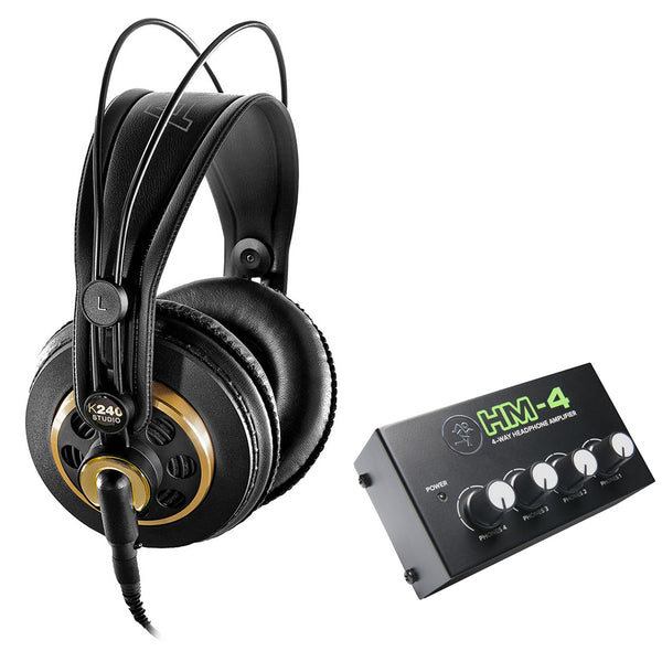 AKG K 240 Studio Pro Semi-Open Stereo Headphones with Mackie HM-4 Headphones Amplifier