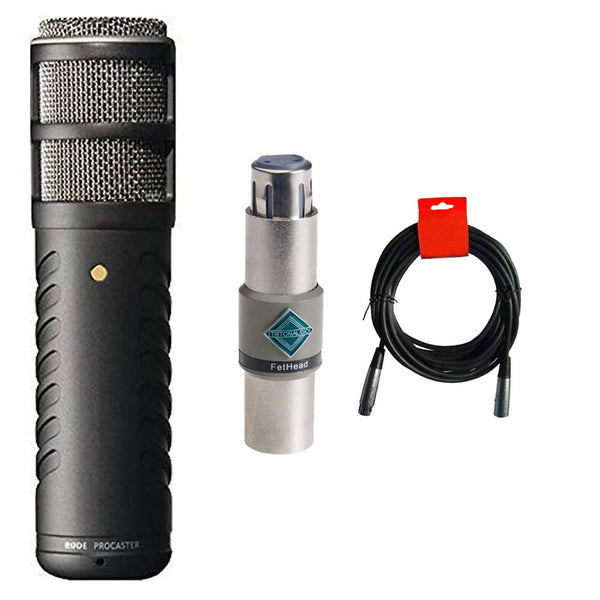 Rode Procaster Broadcast-Quality Dynamic Vocal Microphone Bundle with Triton Audio Fethead In-Line Microphone Preamp and XLR-Cable