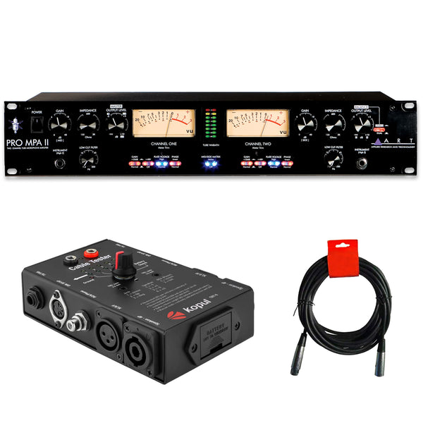 ART Pro MPAII Two Channel Discrete Class A Microphone Preamp Bundle with Kopul CBT-8 - 8-in-1 Cable Tester and 2x XLR-XLR Cable