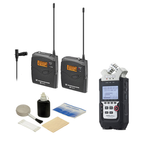 Sennheiser ew 112-p G3-A Wireless Microphone Kit with EK 100 G3 Diversity Receiver Frequency Band A (Range: 516-558MHz) - Bundle with Zoom H4n Pro Handy Mobile 4-Track Recorder, Cleaning Kit