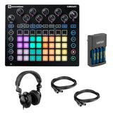 Novation Circuit Groove Box + Sample Import with Watson Rapid Charger, 2x  MID-310 MIDI Male Cable & Studio Monitor Headphones Bundle