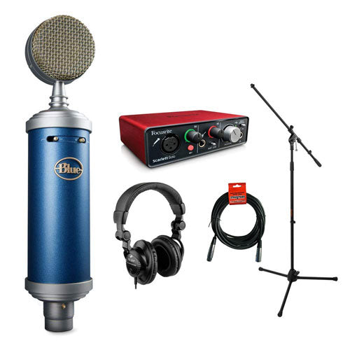 Blue Bluebird SL Large-Diaphragm Condenser Studio Microphone with Focusrite Scarlett Solo Audio Interface, HPC-A30 Monitor Headphone, Mic Stand, XLR-XLR Cable Bundle
