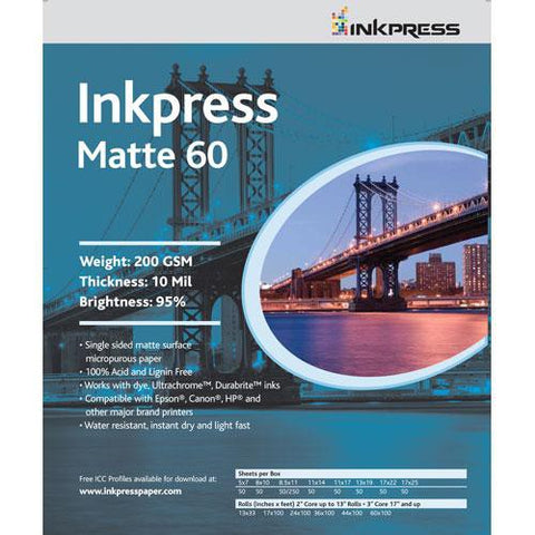 Inkpress Inkjet Matte 60 Photo Paper 8x10 50 Sheets