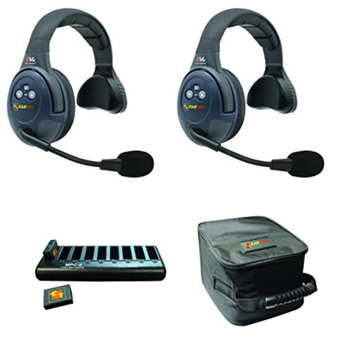 Eartec EVADE EVX2S Light-Industrial Full-Duplex Wireless Intercom System with 2 Single-Ear Headsets (2.4 GHz)