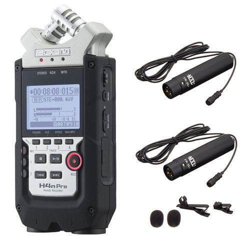 Zoom H4n PRO 4-Channel Handy Recorder Bundle with MXL FR-355K Lavalier Interview Microphone Kit