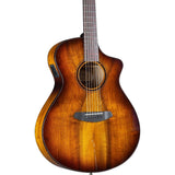 Breedlove ECO Pursuit Exotic S Concert CE Acoustic-Electric Guitar - Tiger's Eye Myrtlewood Bundle with Kopul 10' Instrument Cable, Fender 12-Pack Picks, and Gator Guitar Stand