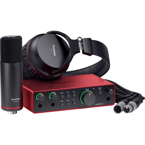 Focusrite Scarlett 2i2 Studio 4th Gen USB-C Audio Interface Bundle for the Songwriter with Condenser Microphone and Headphones for Recording, Streaming, and Podcasting