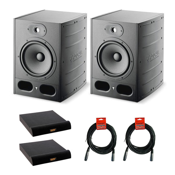 Focal Alpha 80 2-Way 8" Professional Studio Monitoring Speaker (Pair) with 2x Large Isolation Pad & 2x XLR-XLR Cable Bundle
