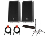 2x EV Electro-Voice ZLX-15P Active Speaker ZLX15P + Stands w/ Bag + Cables