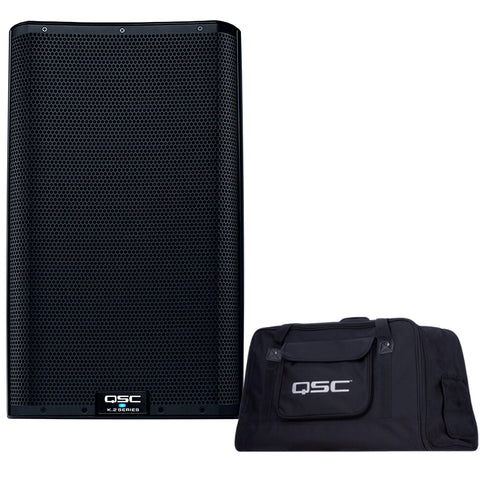 QSC K12.2 Active 12" Powered 2000 Watt Loudspeaker Bundle with QSC K12 TOTE Soft Tote Bag