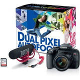 Canon EOS Rebel T7i DSLR Camera with 18-55mm Lens Video Creator Kit plus Vello BG-C15 Battery Grip and Journey 34 DSLR Shoulder Bag (Black)