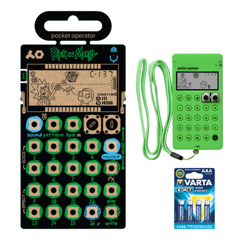 teenage engineering PO-137 Rick and Morty Pocket Operator Micro Sampler (Limited-Edition) with CA-X Silicone Pro Case for PO-137 Rick and Morty (Neon Green) & 4-Pack AAA Battery Bundle