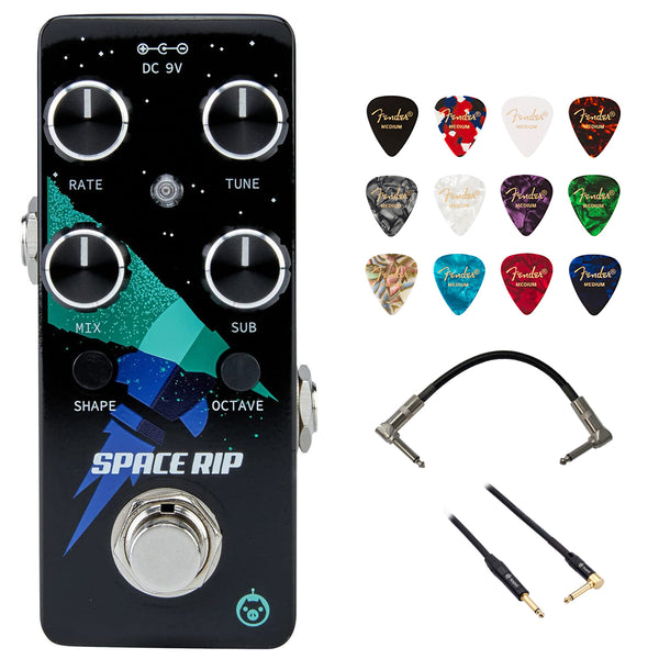 Pigtronix Space Rip Synth Pedal Bundle with Fender 12-Pack Celluloid Guitar Picks, Kopul Phone to Phone (1/4") Cable and Hosa 6" Pro Phone to Phone (1/4") Coupler