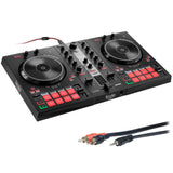 Hercules DJControl Inpulse 300 2-Deck USB DJ Controller for Serato DJ Lite and DJUCED Bundle with 6' Comprehensive Standard Series 3.5mm Stereo Mini Plug To 2 RCA Plugs Audio Cable