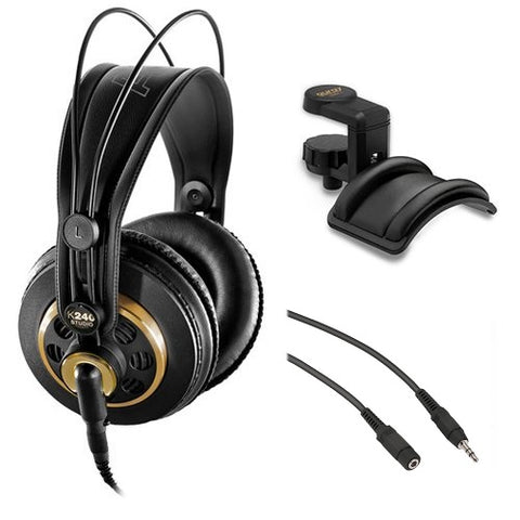 AKG K 240 Studio Professional Semi-Open Stereo Headphones with Auray Headphone Holder and 20' XLR Calble