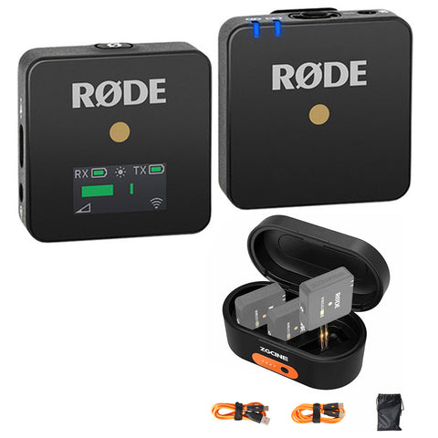 Rode Wireless Go - Compact Wireless Microphone System, Transmitter and Receiver Bundle with ZG-R30 Charging Case for Rode Wireless GO/Wireless GO II Microphone System