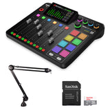 Rode RODECaster Pro II Integrated Audio Production Studio Bundle with Rode PSA1 Studio Boom Arm and 32GB micro SDHC Memory Card