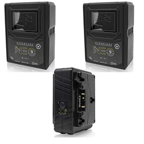 Core SWX 2X Hypercore NEO 9 Mini 14.8V 98Wh Gold Mount Li-Ion Batteries, Bundle GPM-X2A Fast Charger