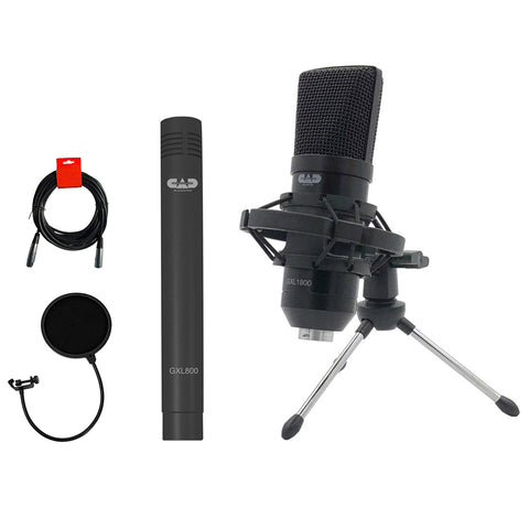 CAD GXL1800SP Mic Collection with Large & Small Condenser Microphones Bundle with Pop Filter & XLR Cable