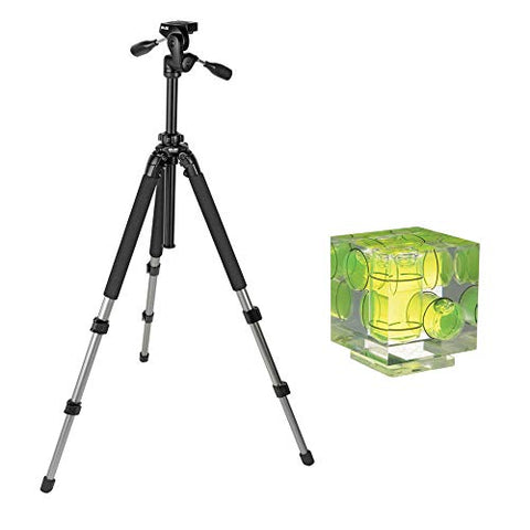 Slik Pro 700 DX Tripod with 700DX 3-Way, Pan-and-Tilt Head (Titanium) with Vello Three-Axis Bubble Level Bundle