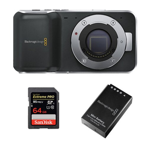 Blackmagic Pocket Cinema Camera w/ 64GB Memory Card & Extra Blackmagic Battery