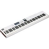 Arturia KeyLab Essential 88 mk3 — 88 key USB MIDI Controller with Software (White) Bundle with Auray Universal Piano-Style Sustain Pedal, Hosa Black 10' Midi cable and Kaces Keyboard Dust Cover