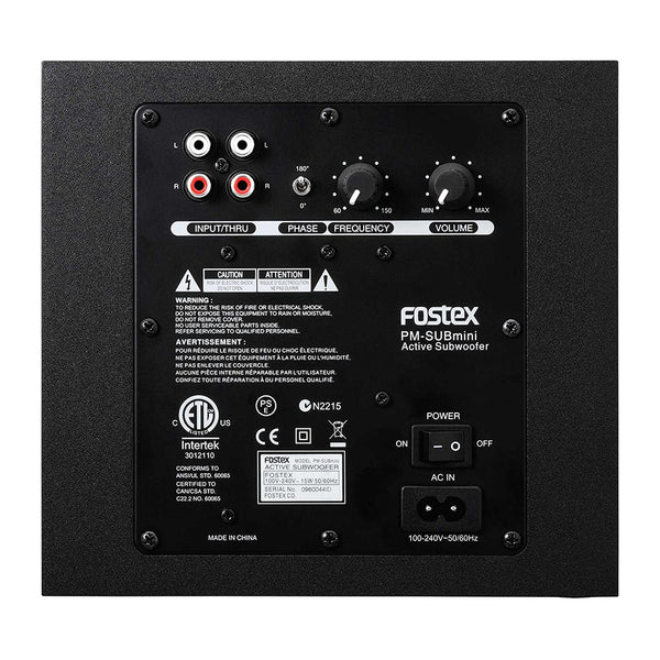 Fostex PMSUBmini 50W 5" Active Subwoofer with AutoStandby (PMSUBMI