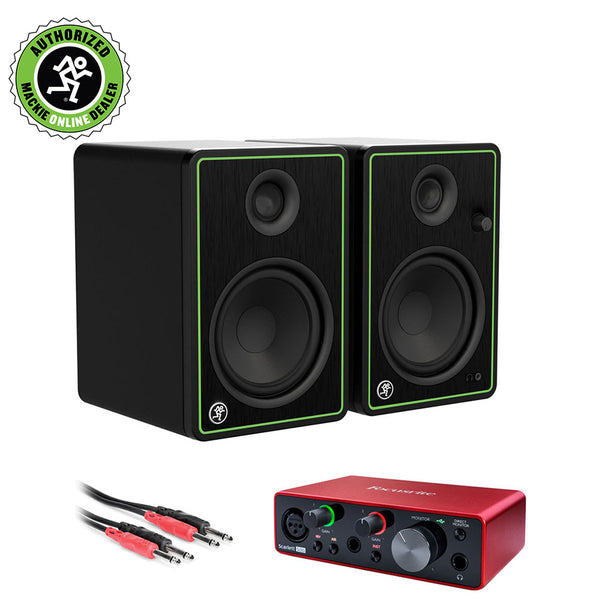 Mackie CR4-X Series 4" Creative Reference Studio Monitors (Pair) with Focusrite Scarlett Solo Audio Interface (3rd Gen) & Phone to Phone (1/4") Cable Bundle