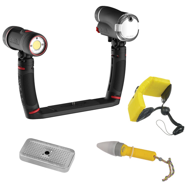 SeaLife Pro Duo 3000F Underwater Light & Flash Set with Floating Wrist Strap, Nano Spotter & Silica Gel Metal Case Bundle