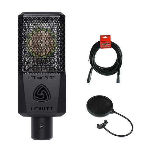 Lewitt LCT-440-Pure Single-Pattern, Large-Diaphragm Condenser Microphone with XLR Cable & Pop Filter