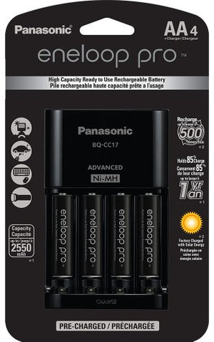 Panasonic Eneloop Pro Rechargeable AA Ni-MH Batteries with Charger