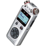 Tascam DR-05X Stereo Handheld Digital Audio Recorder (Silver) Bundle with Studio Monitor Headphones, 16GB Memory Card & Tripod