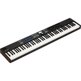 Arturia KeyLab Essential 88 mk3 — 88 key USB MIDI Controller with Software (Black) Bundle with Auray Universal Piano-Style Sustain Pedal, Hosa Black 10' Midi cable and Kaces Keyboard Dust Cover