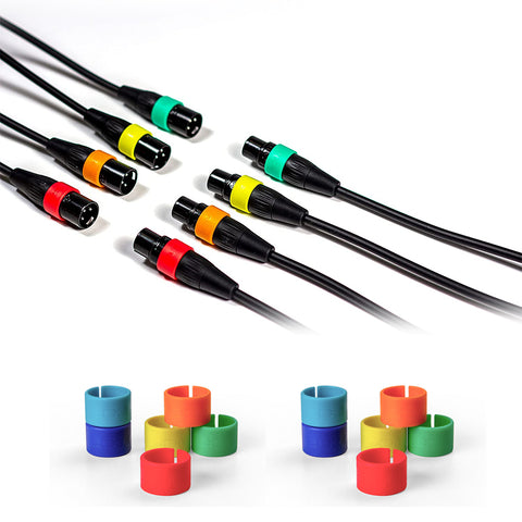 Zoom XLR-4CCP XLR Microphone Cables with Color ID Rings (8', 4-Pack) Bundle with Zoom XLR-6c Mic Cable Colored ID Rings; 6 Pairs of Color-Coded Rings